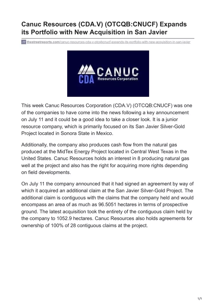 canuc resources cda v otcqb cnucf expands