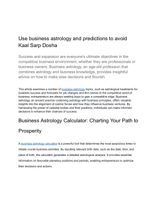 Use business astrology and predictions to avoid Kaal Sarp Dosha