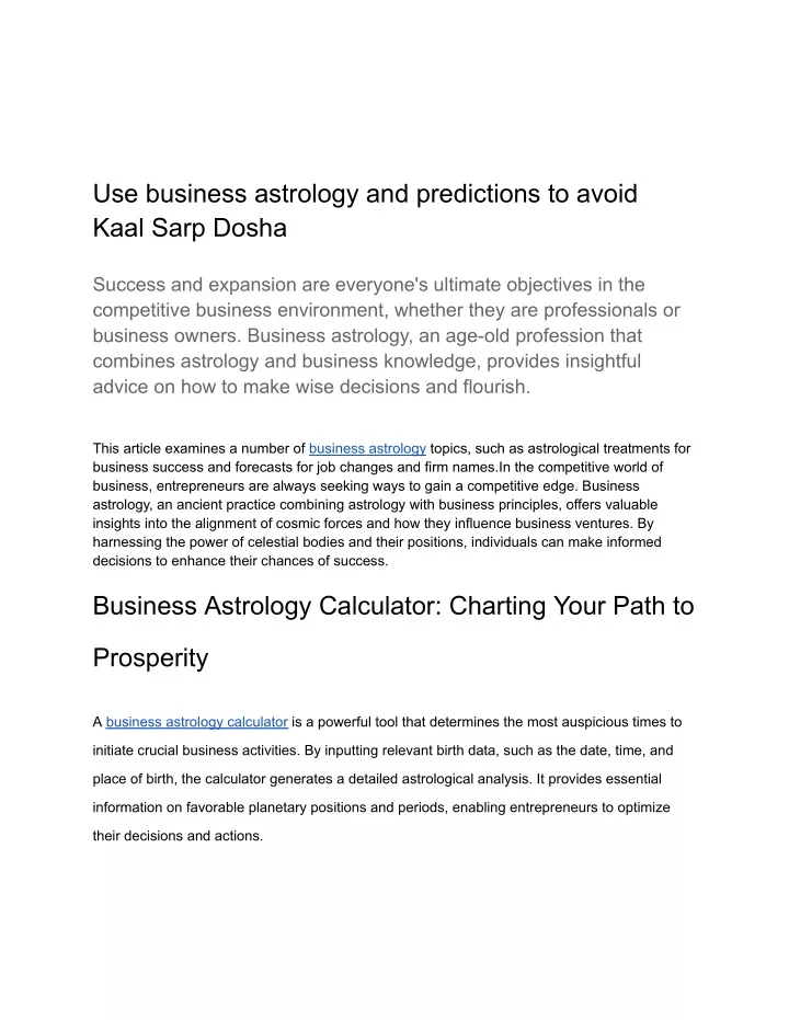use business astrology and predictions to avoid