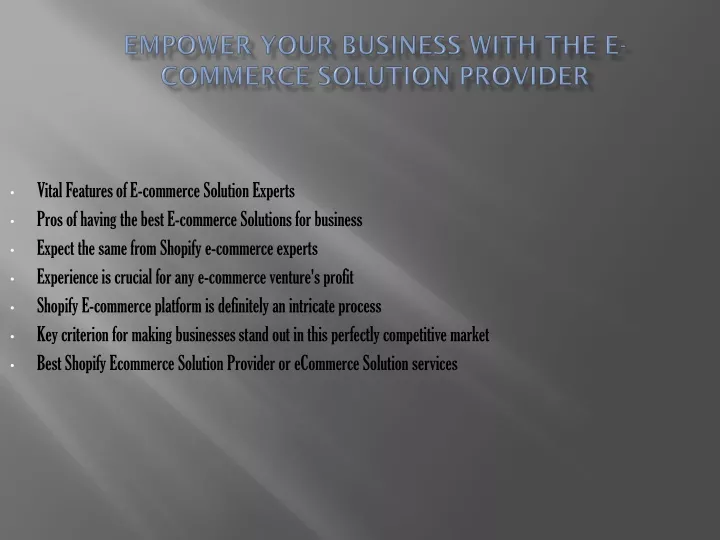 empower your business with the e commerce solution provider