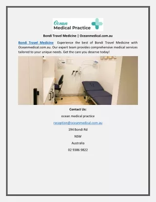 Bondi Travel Medicine | Oceanmedical.com.au