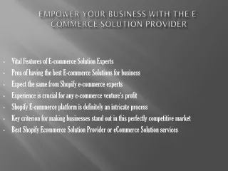 Empower your business with the e-commerce solution provider