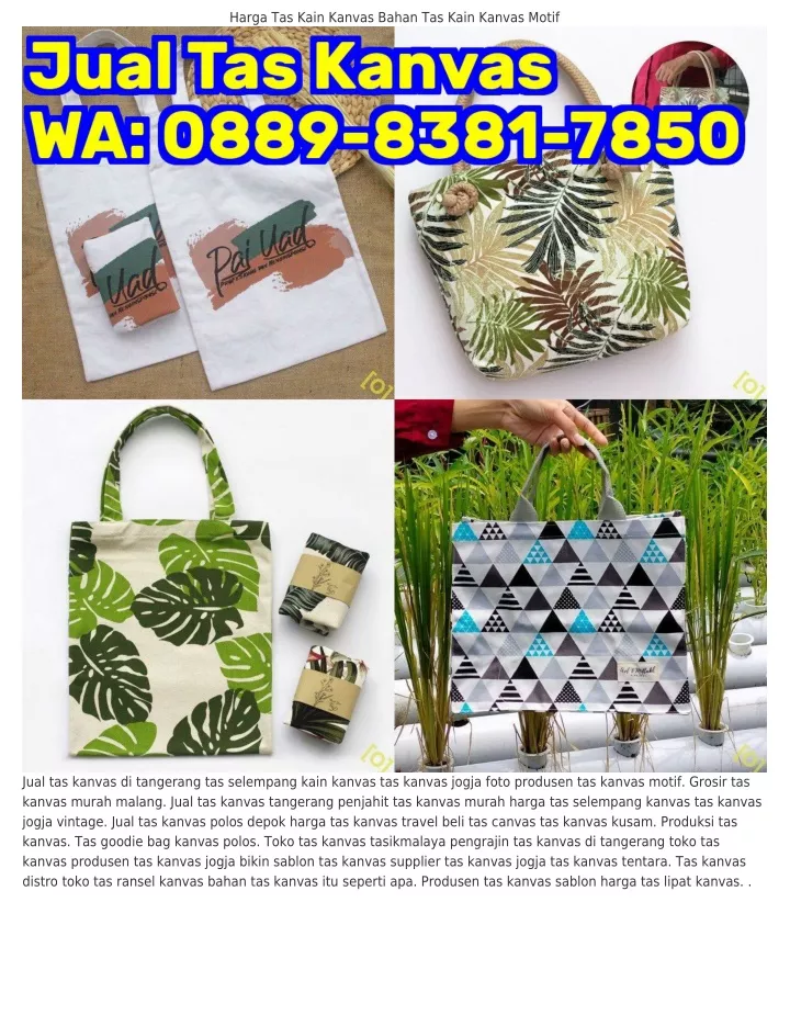 harga tas kain kanvas bahan tas kain kanvas motif