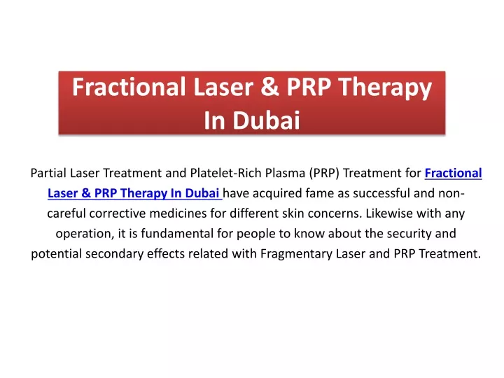 fractional laser prp therapy in dubai