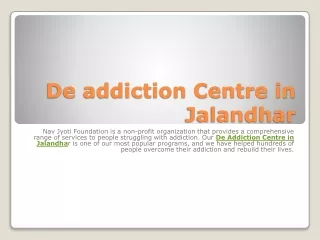 De addiction Centre in Jalandhar