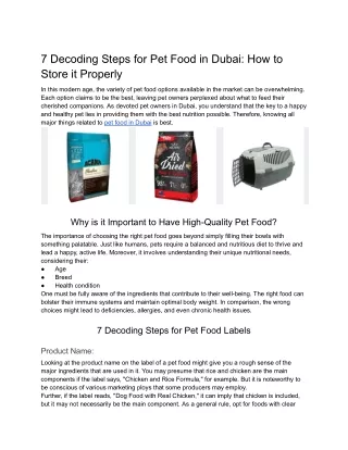 7 Decoding Steps for Pet Food in Dubai_ How to Store it Properly