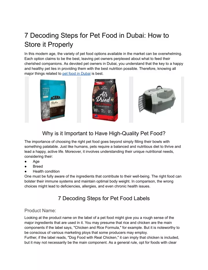 PPT 7 Decoding Steps for Pet Food in Dubai_ How to Store it Properly PowerPoint Presentation