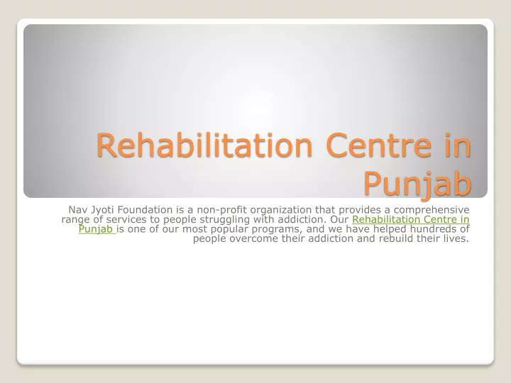 rehabilitation centre in punjab