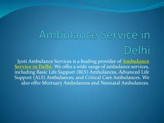 Ambulance Service in Delhi