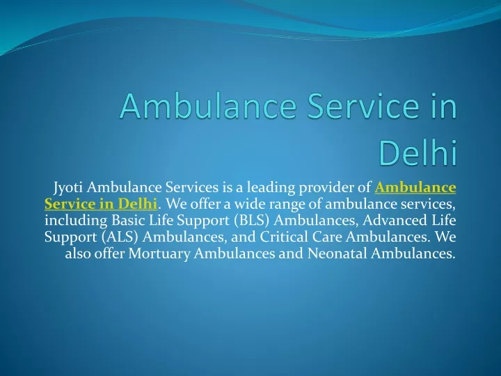 ambulance service in delhi