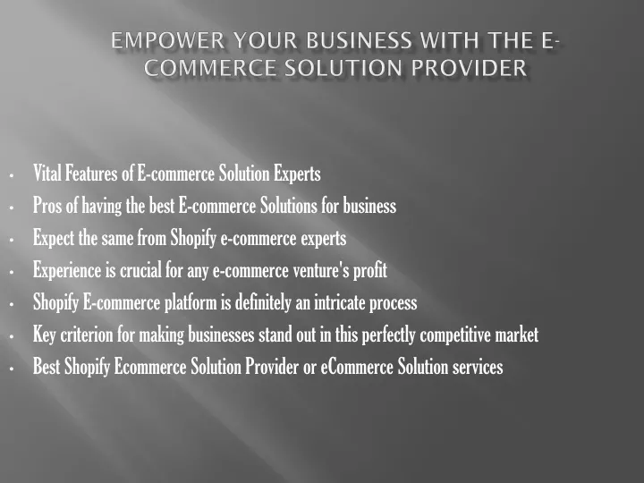 empower your business with the e commerce solution provider