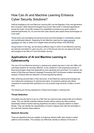 How Can AI and Machine Learning Enhance Cyber Security Solutions_