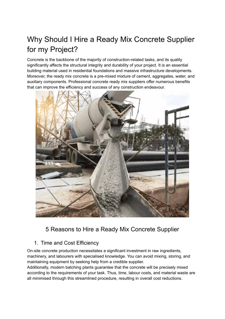 why should i hire a ready mix concrete supplier