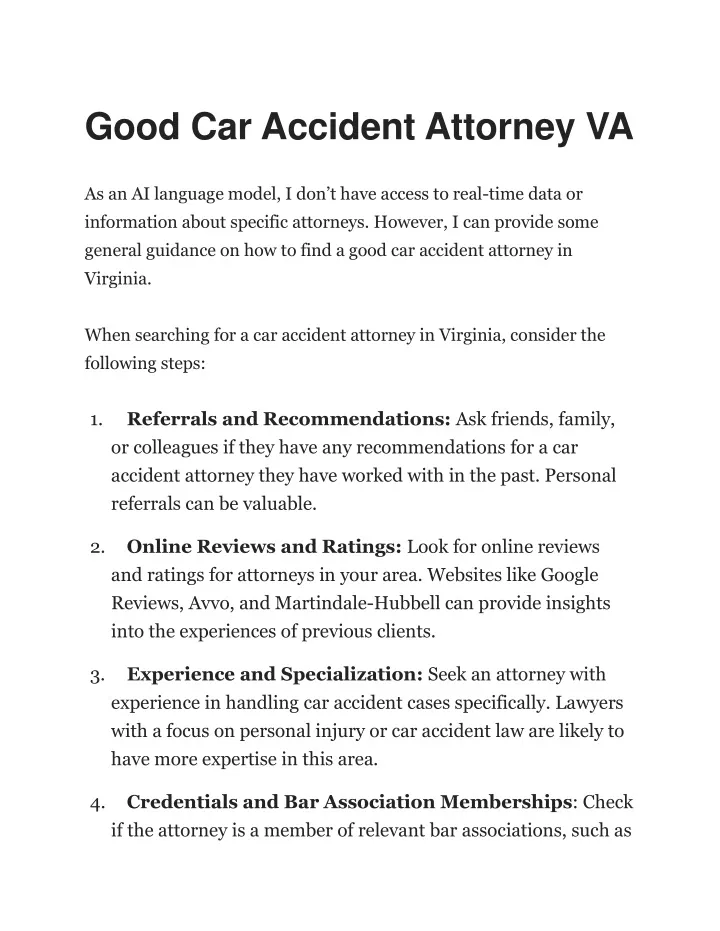 good car accident attorney va