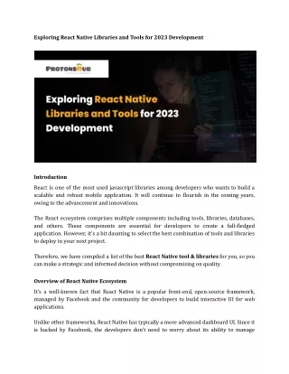 exploring react native libraries and tools