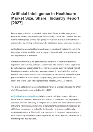 artificial intelligence in healthcare market size