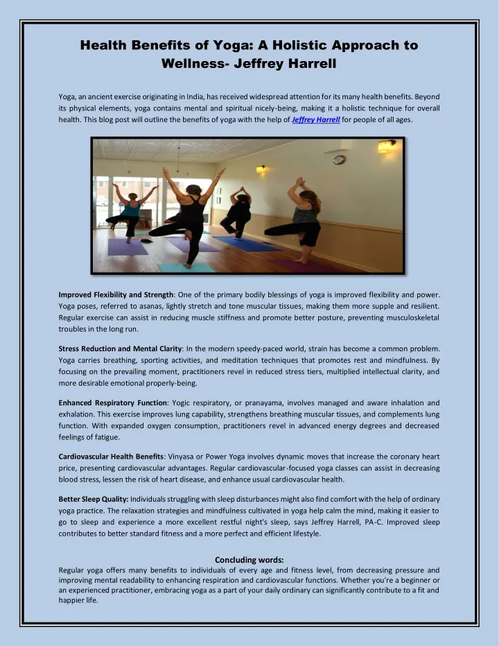 health benefits of yoga a holistic approach