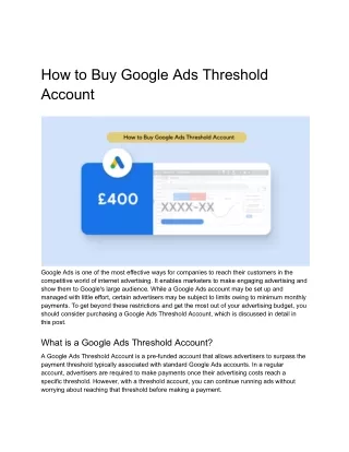 How to Buy Google Ads Threshold Account