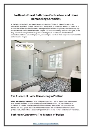 Portland's Finest Bathroom Contractors and Home Remodeling Chronicles