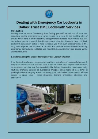 Dealing with Emergency Car Lockouts in Dallas Trust DML Locksmith Services