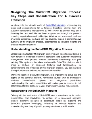 Navigating The SuiteCRM Migration Process: Key Steps and Consideration