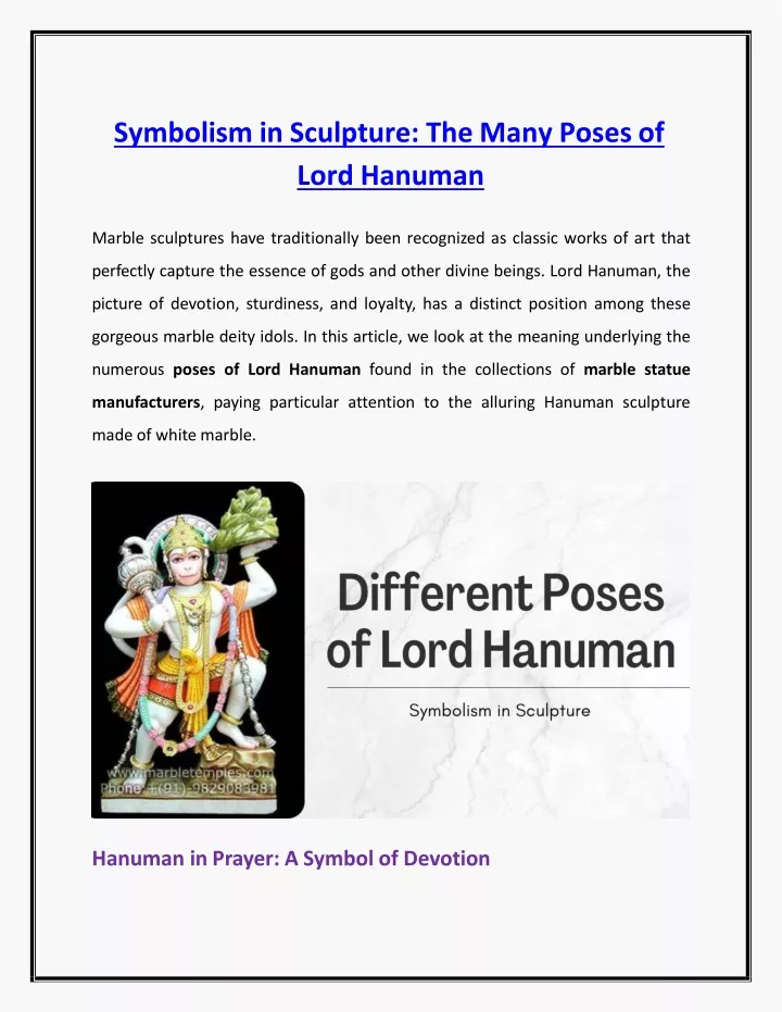 symbolism in sculpture the many poses of lord hanuman