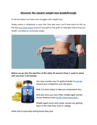 Discover the newest weight loss breakthrough