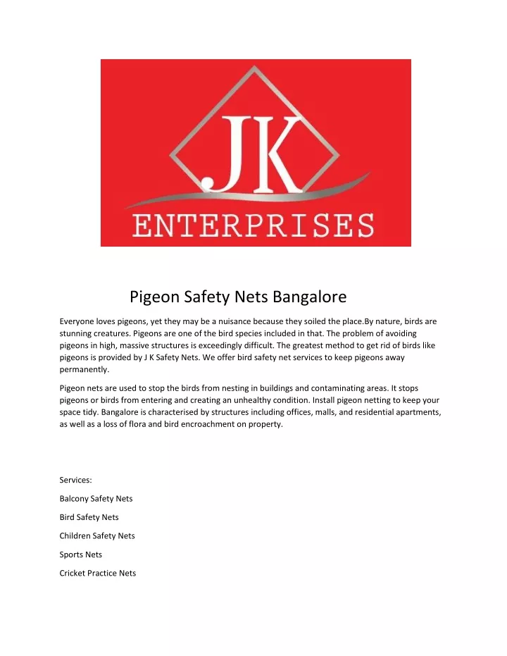 pigeon safety nets bangalore