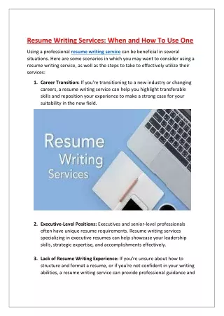 Resume Writing Services When and How To Use One