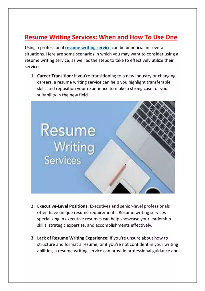 resume writing services when and how to use one