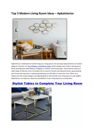 Top 3 Modern Living Room Ideas
