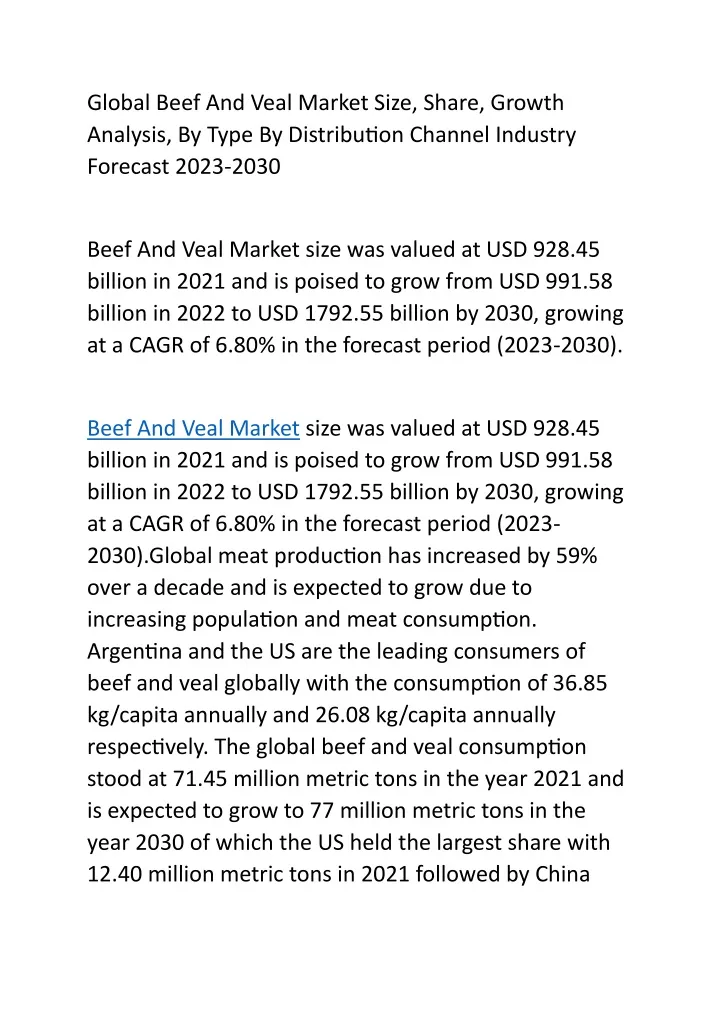 global beef and veal market size share growth