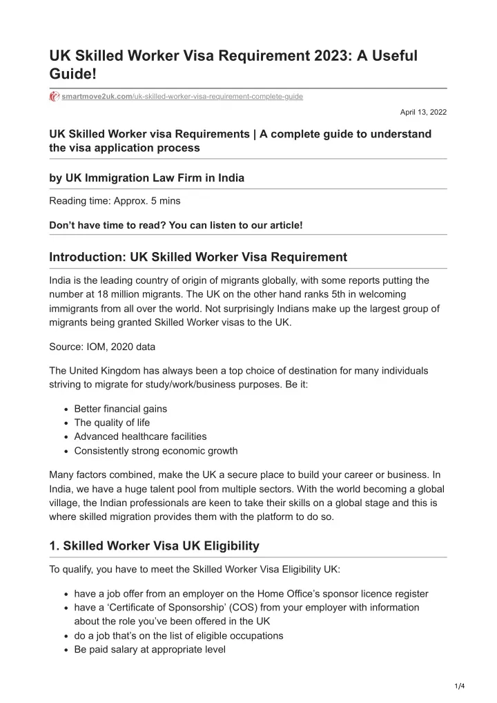 uk skilled worker visa requirement 2023 a useful