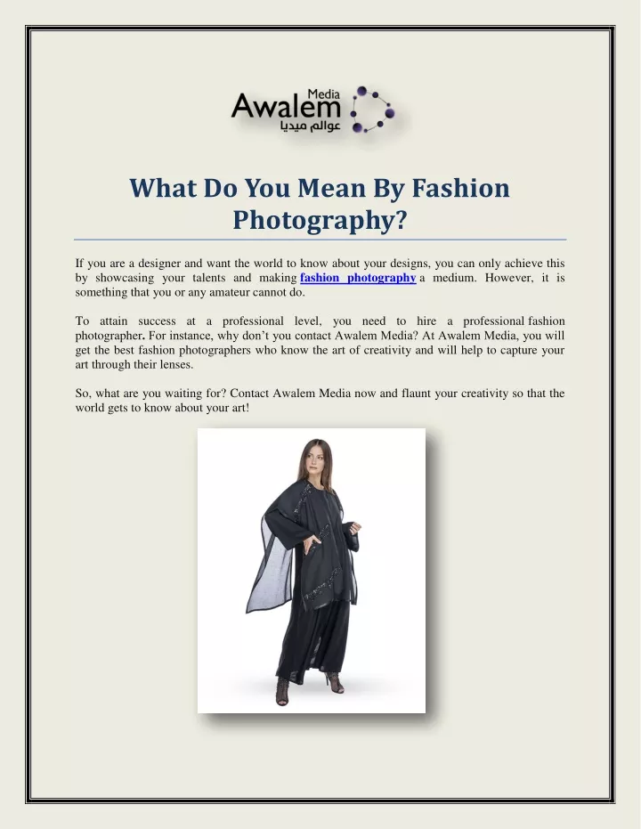 what do you mean by fashion photography