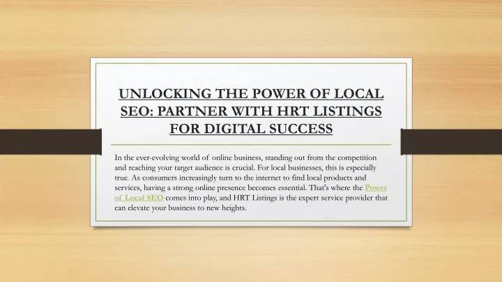 unlocking the power of local seo partner with hrt listings for digital success