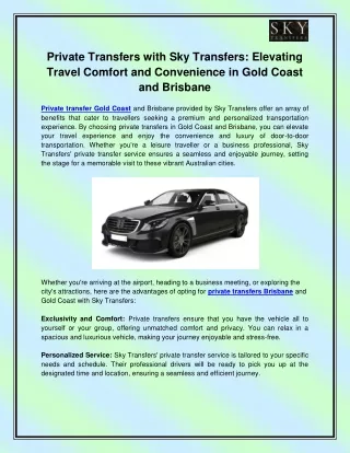 Private transfer gold coast