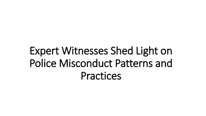 expert witnesses shed light on police misconduct patterns and practices