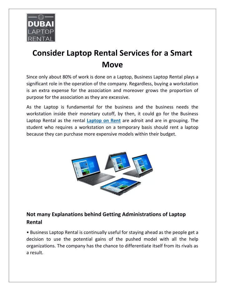 consider laptop rental services for a smart move