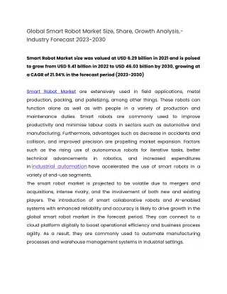 global smart robot market size share growth