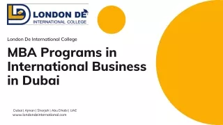 MBA Programs in International Business in Dubai