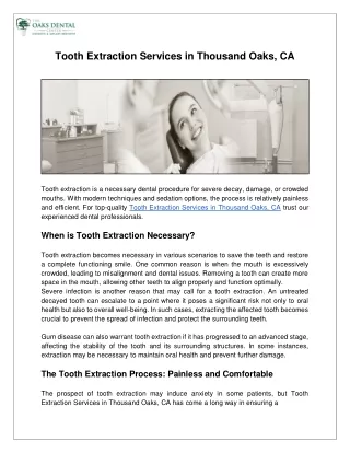 Tooth Extraction Services in Thousand Oaks, CA