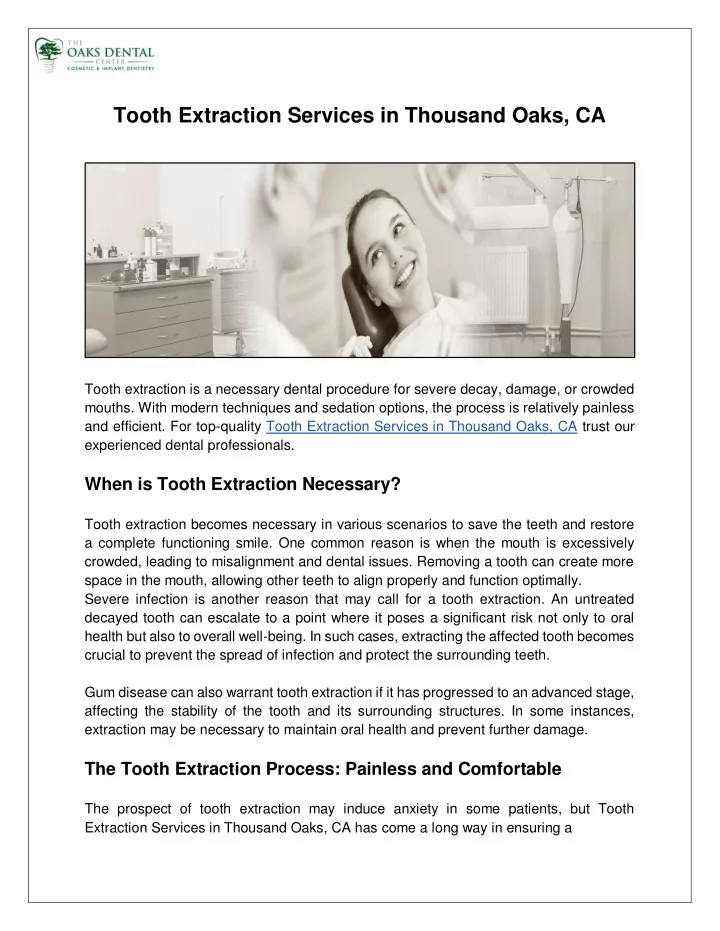 tooth extraction services in thousand oaks ca