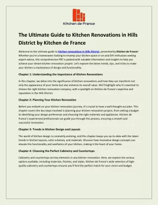 The Ultimate Guide to Kitchen Renovations in Hills District by Kitchen de France