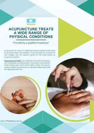 Acupuncture Treats a Wide Range of Physical Conditions