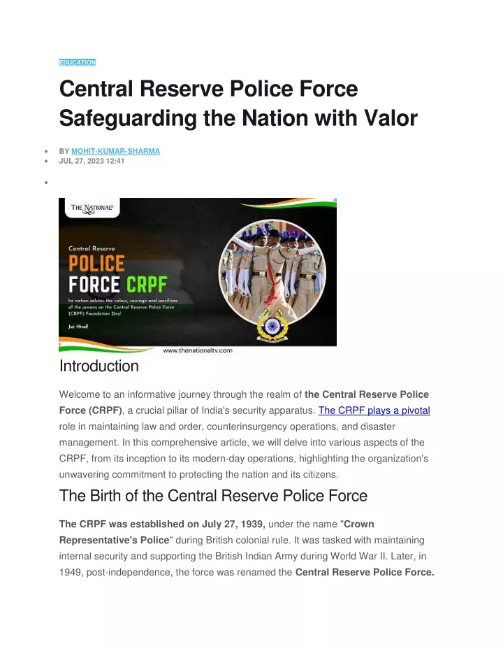 education central reserve police force