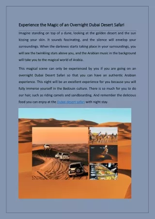 overnight Dubai Desert Safari