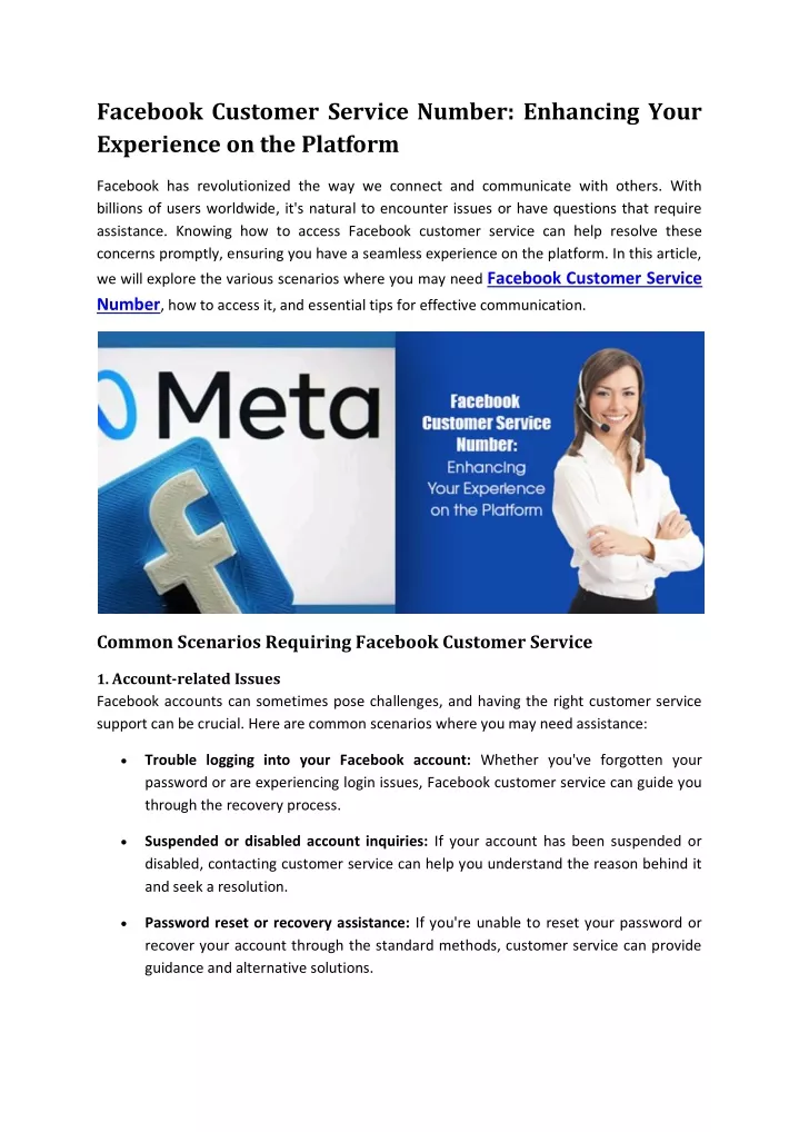 facebook customer service number enhancing your
