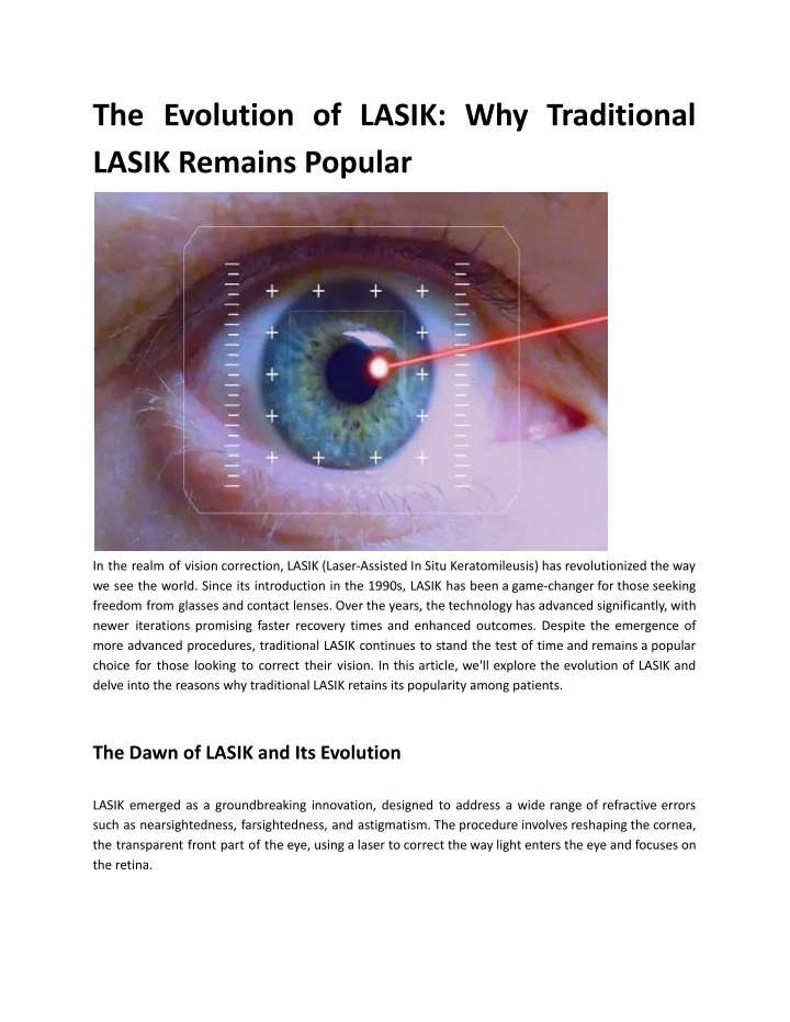 the evolution of lasik why traditional lasik