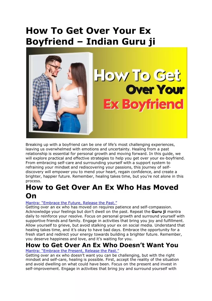 how to get over your ex boyfriend indian guru ji