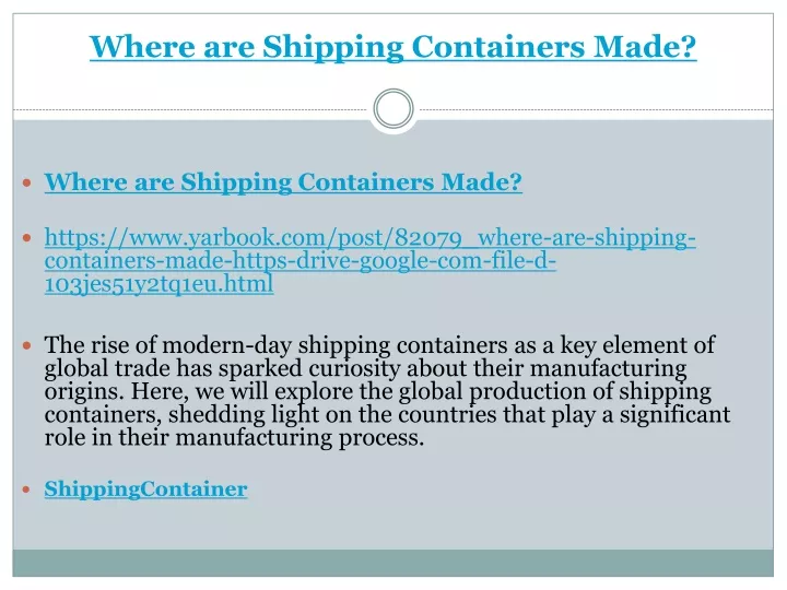 where are shipping containers made